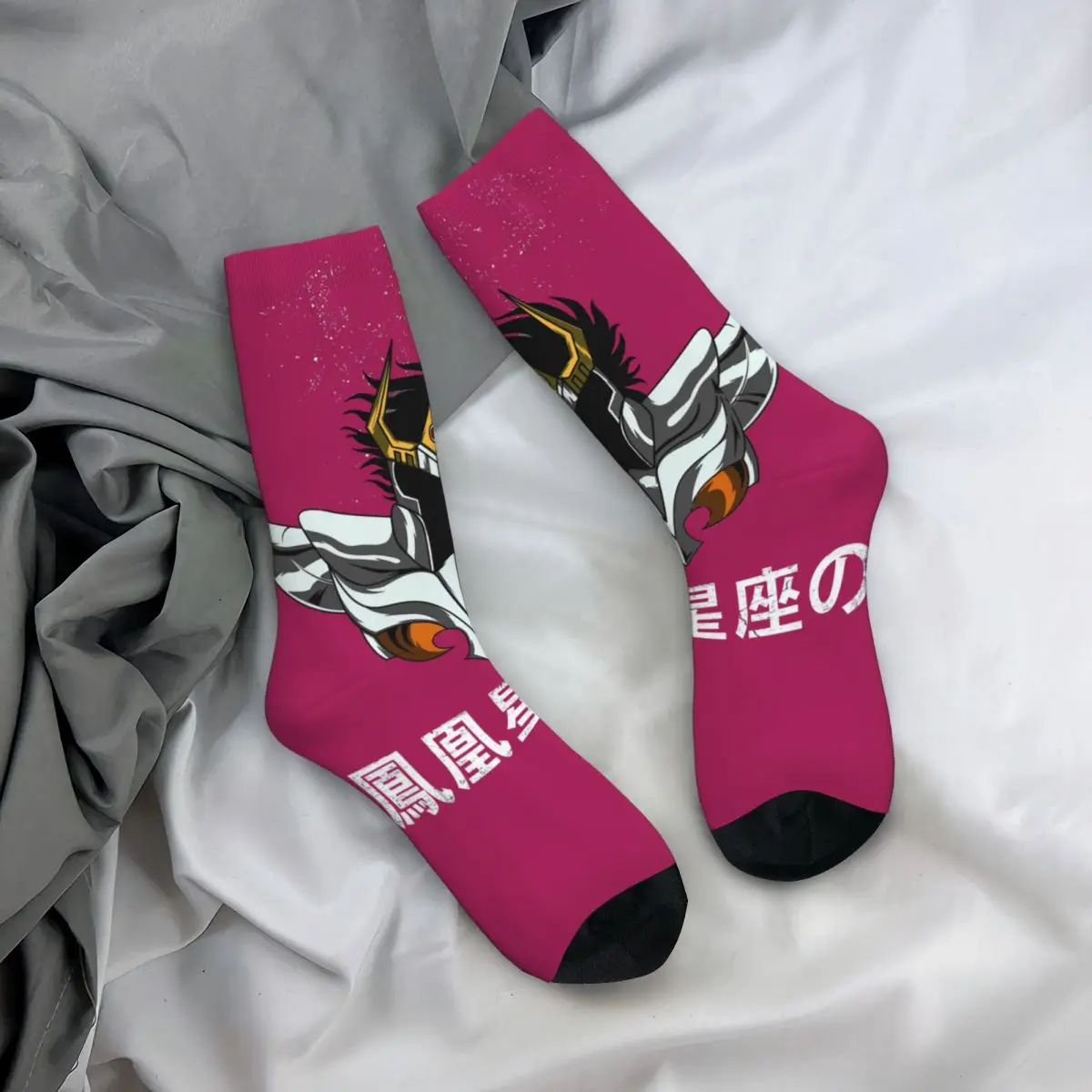 힙합 빈티지 IKKI NO PHOENIX Crazy Men's Compression Socks UniSaint Seiya Seamless Printed Funny Novelty Happy Crew Sock