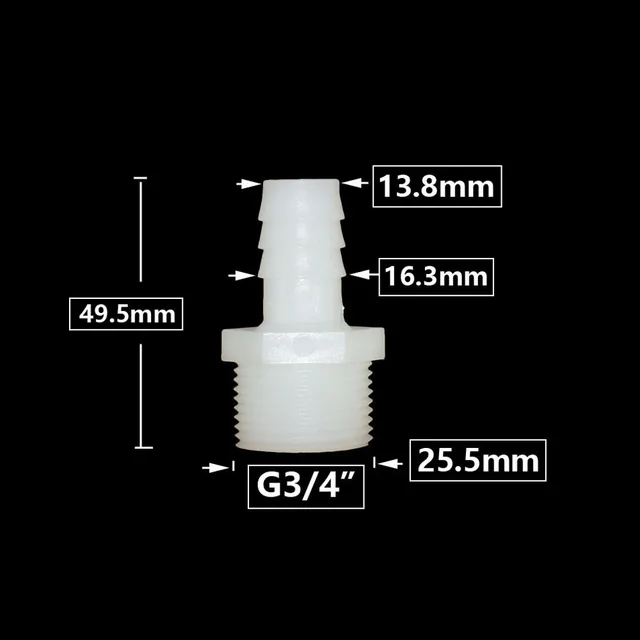 3/4 Hüvelykes Szál A Barb -Hoz 10/12/11/16/18/25 Mm -Es Műanyag Tömlő Csatlakozó Illesztő Öntözőrendszer Csőcsatlakozó - Image 4