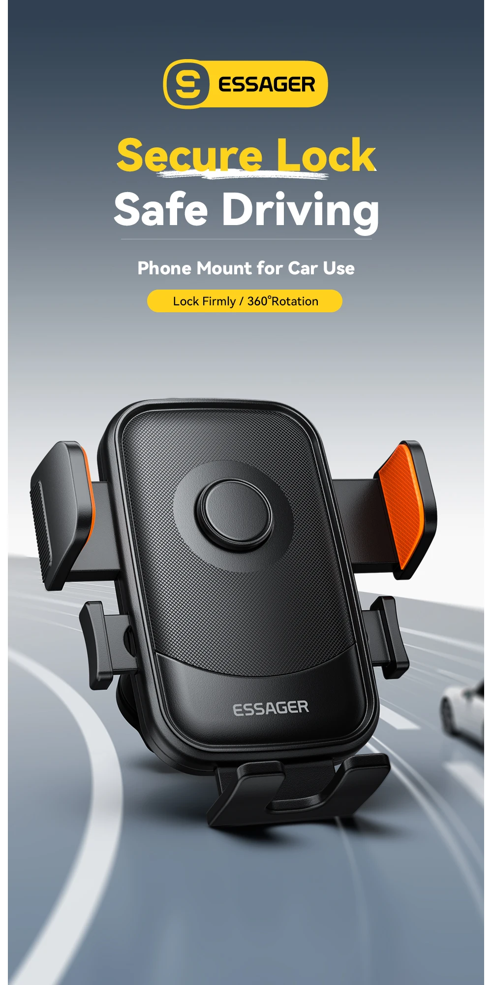 360°Rotating Car Phone Holder One-touch locking Air Vent Clip Universal Phone St
