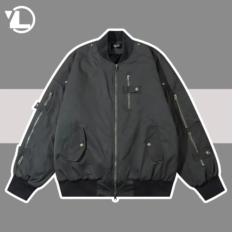 

Мужская куртка-бомбер в стиле ретро, свободная куртка, бейсбольная куртка-бомбер в стиле хип-хоп на молнии, Женская весенне-осенняя универсальная верхняя одежда унисекс, 2023