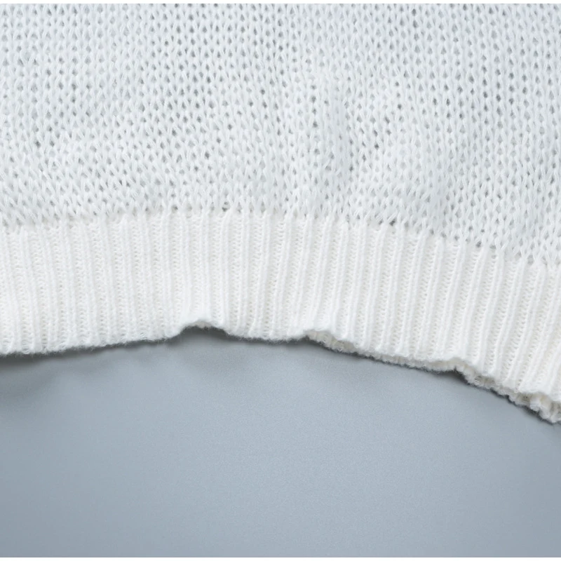 Casual Knitted Hollow Out O-neck Sweaters Women Loose Solid Long Sleeve Pullover Sweater Female Autumn Chic Elegant Street Tops