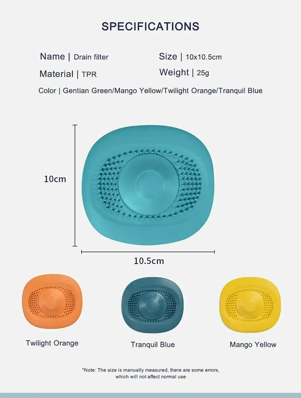 Description Picture 3 of itemSink Silicone Drain Strainer Shower Bathtub Floor Water Stopper Rubber Kitchen Bathroom Deodorant Plug Hair Pickups Home