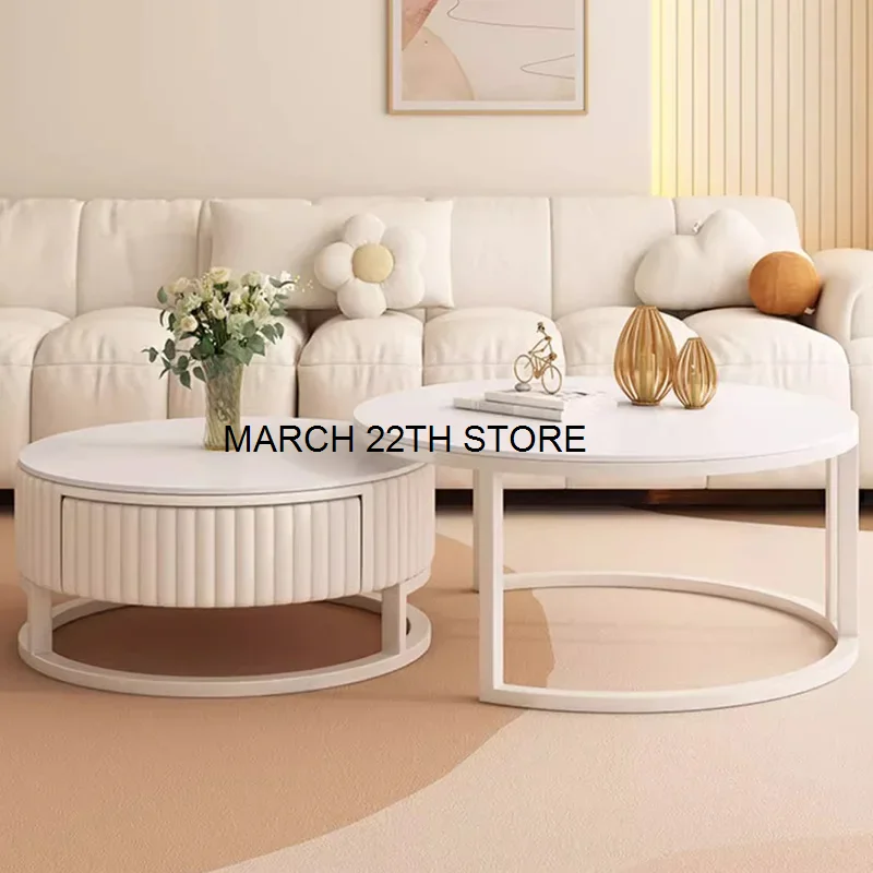 

Storage Design Coffee Tables White Living Room Round Luxury Coffee Tables Modern Minimalist Stoliki Kawowe Home Furniture