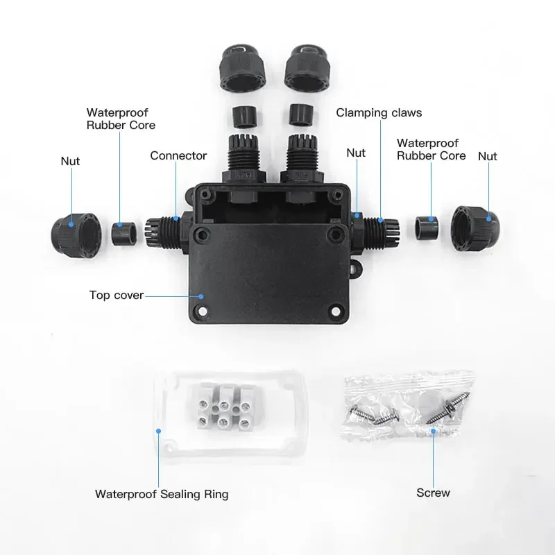 Electrical Junction Box Electrical Box 4 Way IP68 Junction Box 5-9mm Waterproof Electrical Enclosure Block Cable Connecting Protection f Wiring Accessories Connector