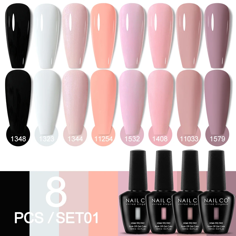 Deluxe 8-Piece Gel Nail Polish Set for Professional DIY Manicures
