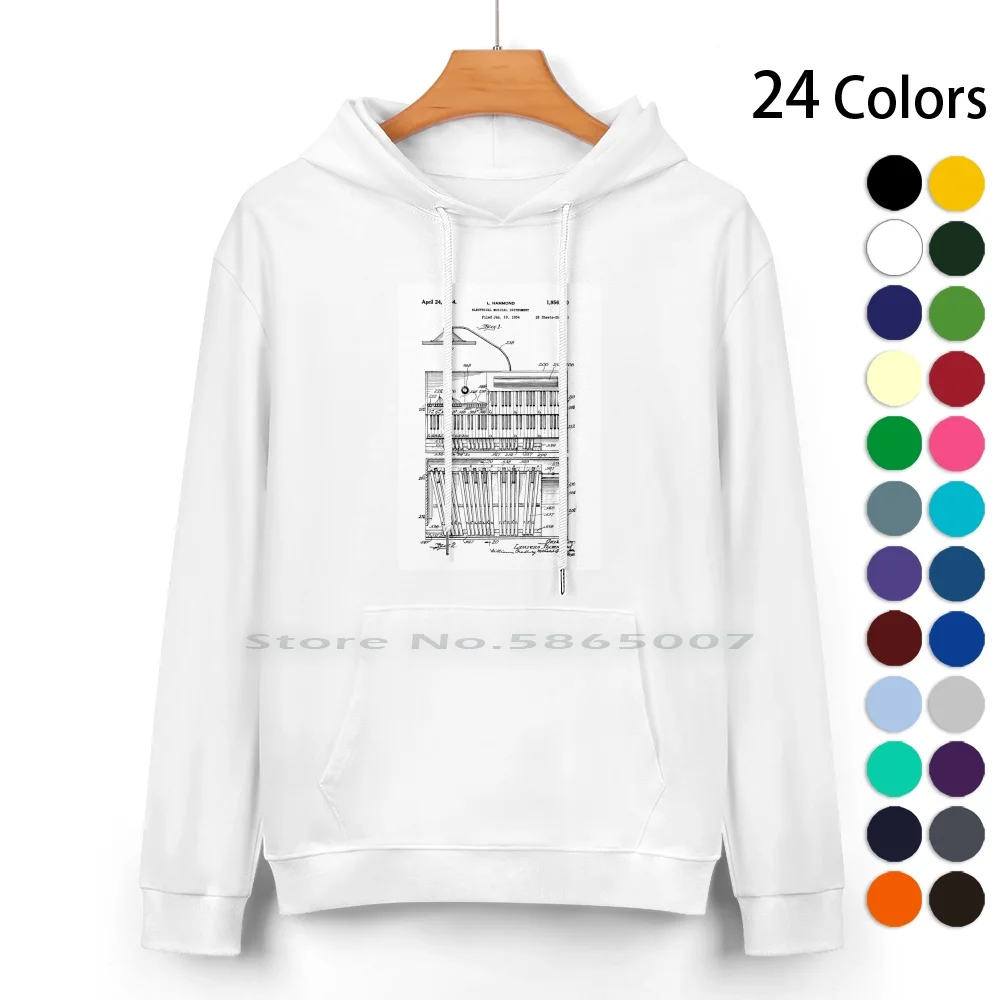 Maglione Con Cappuccio In Puro Cotone Con Disegno Di Brevetto Di Organo Avon B3 24 Colori Ugello Organ B3 B3 Organ Leo Patent