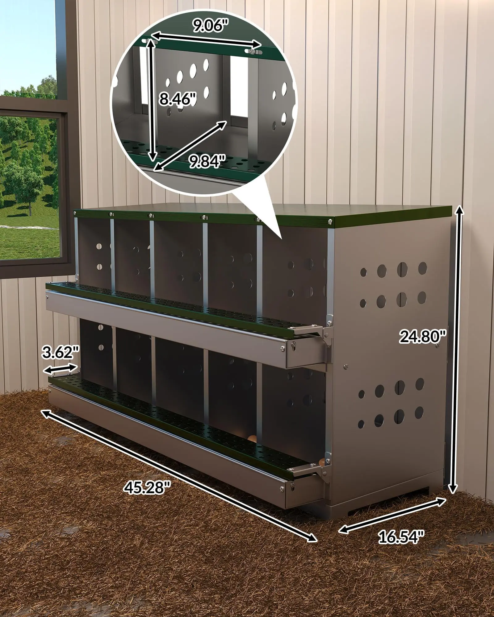 Two-layer nesting boxes side view