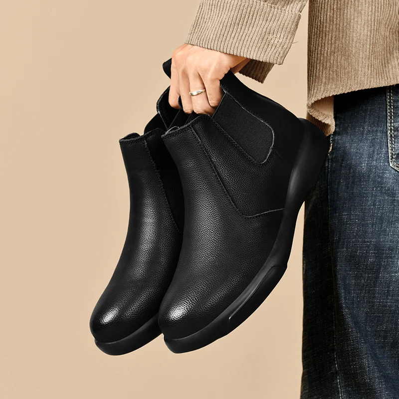 

Мужские короткие ботинки LaoKs/из натуральной кожи Zhongbang, осенне-зимние деловые рабочие повседневные официальные кожаные ботинки