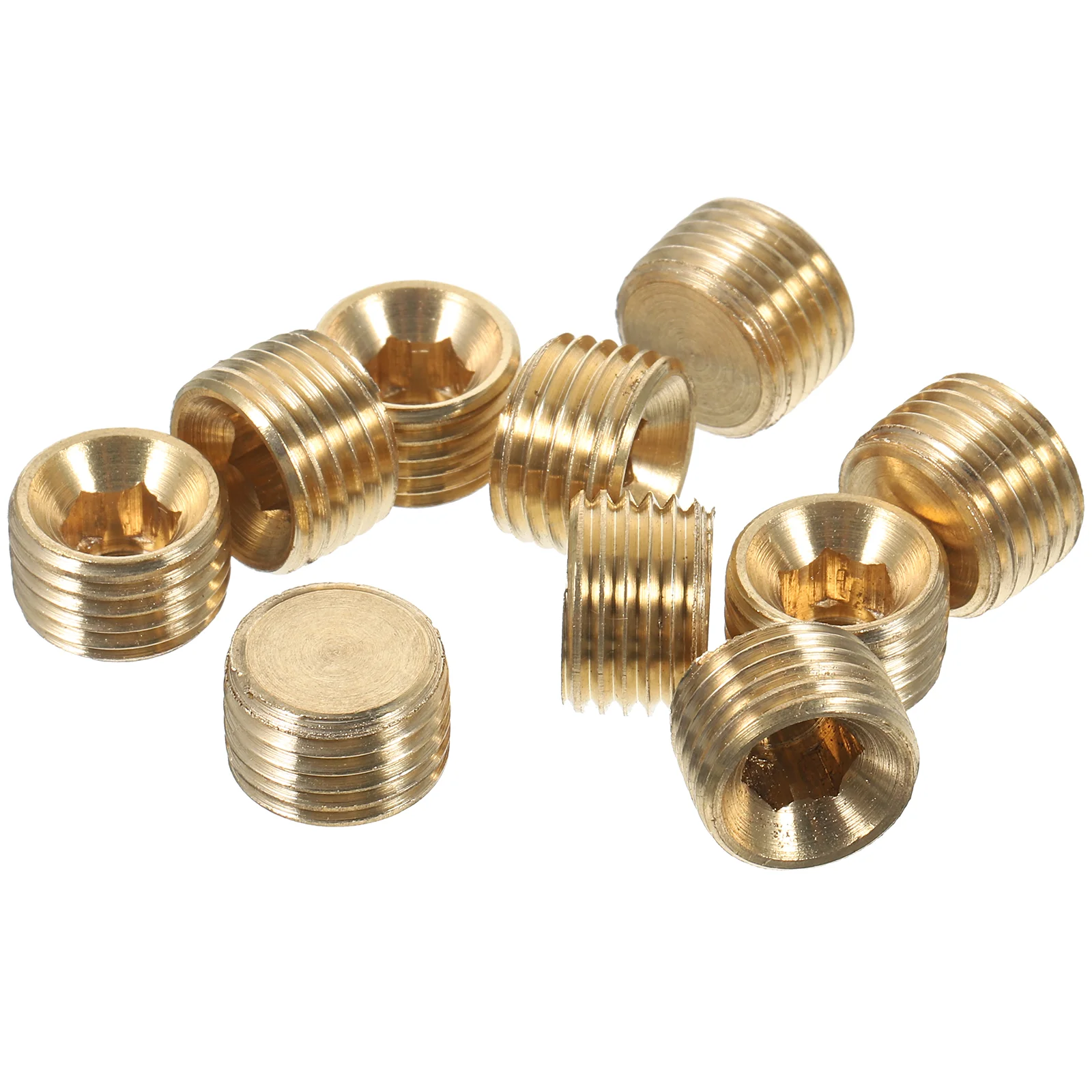 

10pcs Brass Pipe End Brass Pipe Fitting Internal Hex Thread 1/4 Inch Pipe Fitting