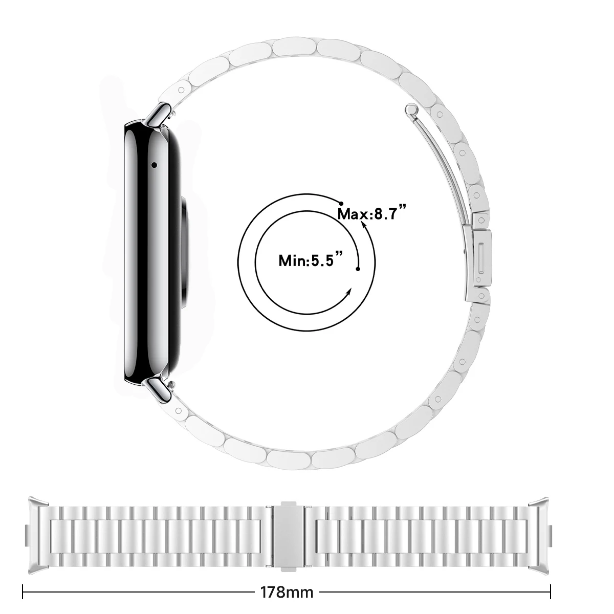 Edelstahlarmband für Redmi Watch6 5 4, luxuriöses Metall-Ersatzarmband für Xiaomi MiBand8/9Pro, Sportarmband Correa – Detail 7