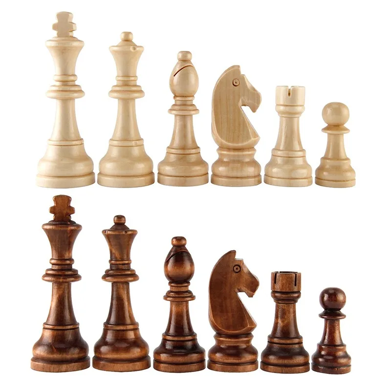 Wooden Chess Pieces 32pcs Complete Chessmen International Word Chess Set Piece Entertainment Accessories