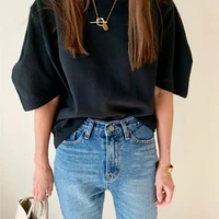 Cotton 2024 New Summer T Shirt Women Elasticity Woman Clothes Oversize Tops Pink White Tshirt Loose Maxi Female Short Sleeve Tee - Image 5