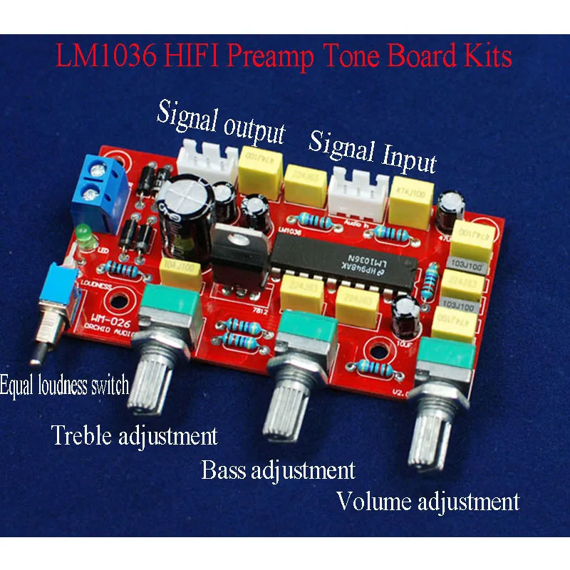 LM1036 HIFI 프리앰프 프리앰프 톤 보드 키트(저음 고음 볼륨 조절 기능 포함)