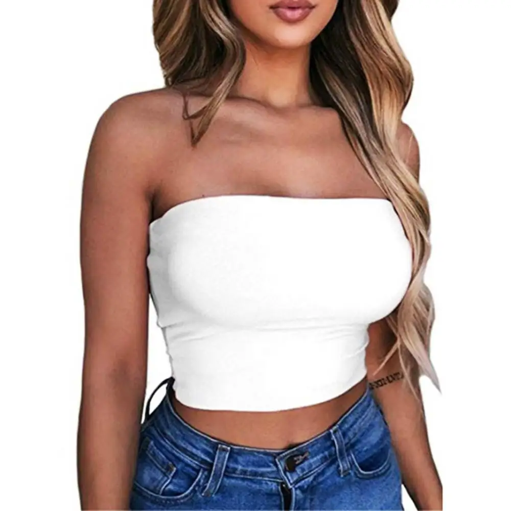 Women Sexy Solid Color Strapless Cropped Mini Bustier Slim Elastic Tube Top Soft And Skin-Friendly Perfect Gifts For Women women tube tops