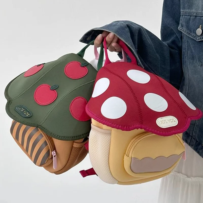 Kid Backpack Cute Mushroom Apple Kindergarten Cartoon Pink Mini Travel Bag Schoolbag Preschool Gift for Toddler Girl Boy 3-6 5