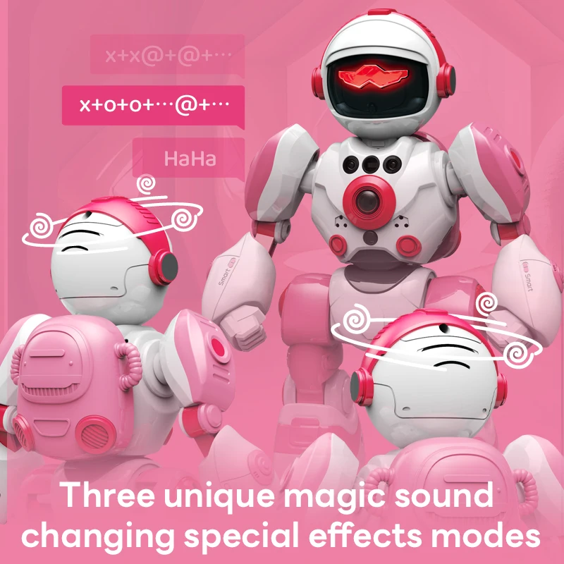 Robot Dance Toys Robot Toy Remote Control Robot Toy Pink 2.4g RC robot remote control programming English space remote touch gesture induction dance Children gift