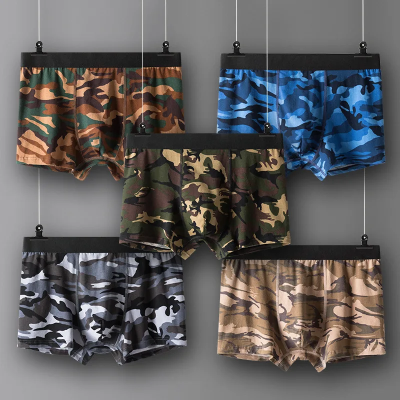 

Men's Boxers Camouflage Military Panties Man Cotton Mens Boxer Shorts Underwear Male Army Green Bulge Underpants for Men Gift