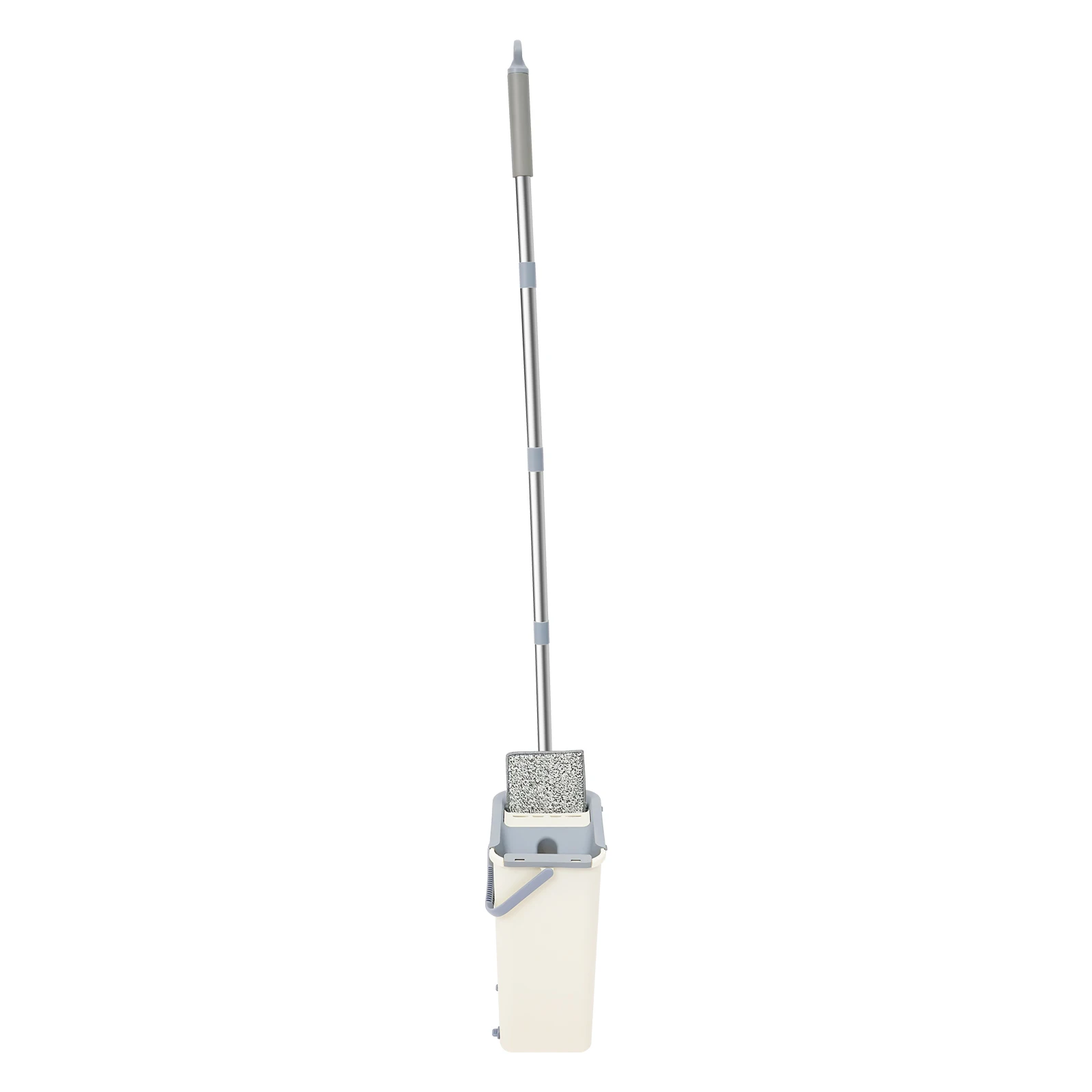 Flachmop und Eimer Set Beige, Mop-Eimer-Set für Decken- und Bodenreinigung, Flachmop mit Langem Griff & 10 Wischtüchern – Detail 4