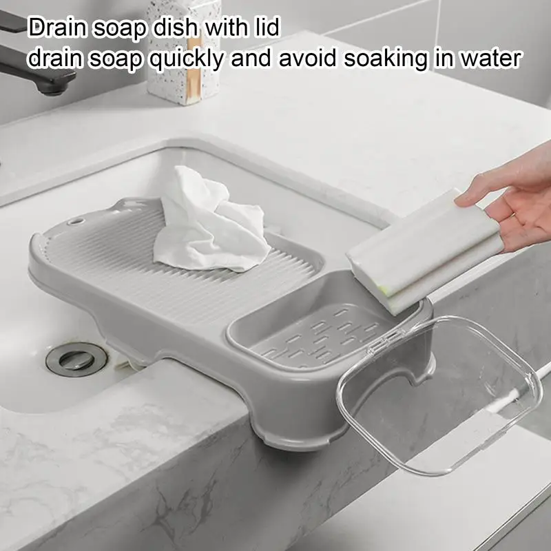 2-in-1 Wash Board Thickened Anti-Slip Hand Wash Laundry Boards For Dirty Clothes With Soap Holder Design For Underwear Cleaning