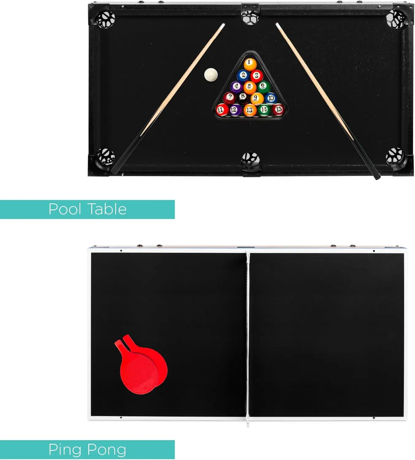 4-in-1 Multi Game Table, Childrens Combination Arcade Set for Home, Play Room, Rec Room w/Pool Billiards, Air Hockey, Foosball 5