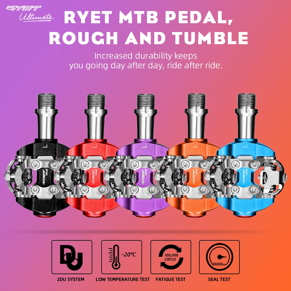 Ryet PD-P301 MTB Bicycle Pedals SPD Clipless Mountain Bike Pedals Mountain Bicycle Dual Platform Footboard MTB Clipless Pedal Bike Parts
