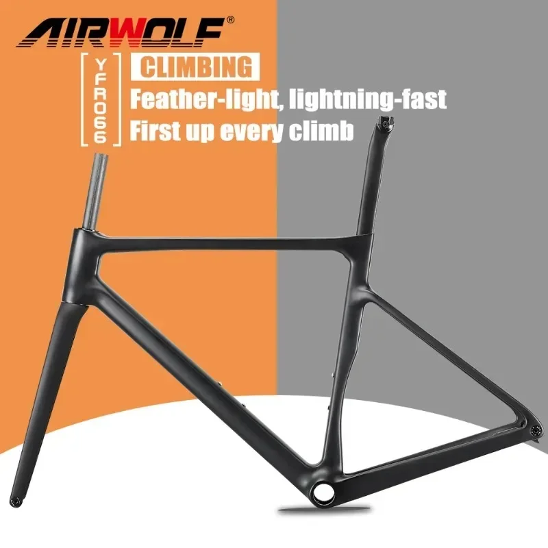 

Airwolf T1100 Carbon Road Frame 700*38c Racing Rack Bike Disc Brake Frame 142*12mm Thru Axle Disc Brake Bike Frameset