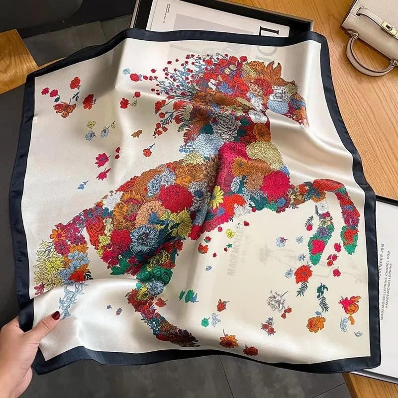 100% Natural Silk Square Scarf Women Hairband Neckerchief Wrap