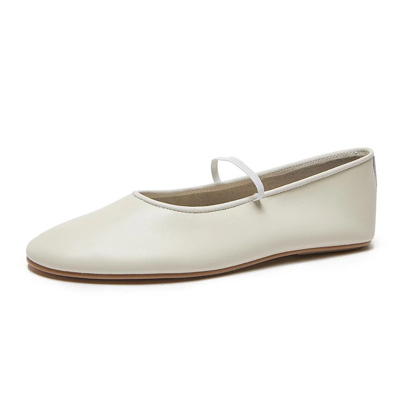 L2511 Old Money Vintage Soft Leather Flat Shoes For Women Stretch Line Band Mary Jane Ballet Shoes For Women Autumn Shoes 4