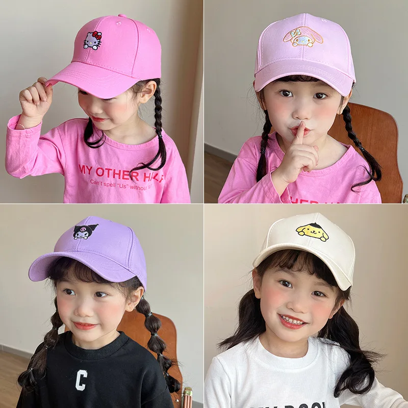 New Children's Sanrio Hello Kitty Kuromi Cap Cotton Cartoon Cinnamoroll Baseball Cap For Kids