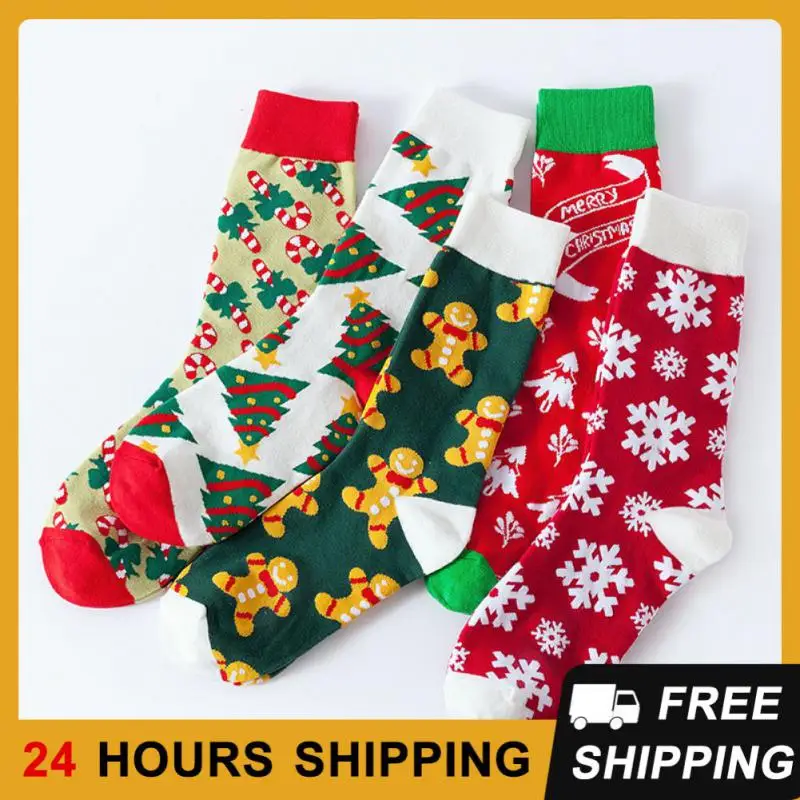 

Рождественские носки, хлопковые носки со снежинками, рождественский подарок, хлопковые Модные мужские и женские носки унисекс, Красочные мужские хлопковые носки