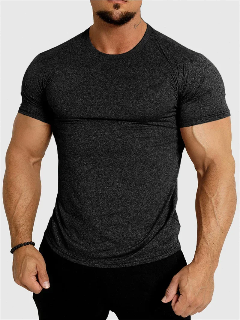 2025 Nuova maglietta sportiva attillata asciugatura rapida abbigliamento sportivo fitness top a manica corta corsa allenamento estate jogging palestra T-shirt da uomo - immagine 4
