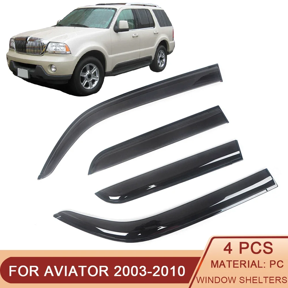 

For Lincoln Aviator 2003-2010 Auto Black Tinted Car Side Window Visor Guard Vent Awnings Shelters Rain Guard Door Ventvisor