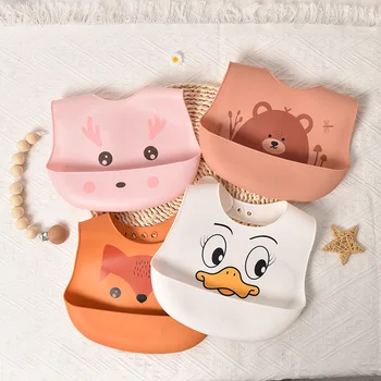 Bavaglini Impermeabili per Neonati, Bavaglini in Silicone per Bambini, Graziosi Grembiuli con Fiocco, Bavaglini Regolabili in Morbido Silicone per Bambini e Bambine, per l'Alimentazione del Bambino