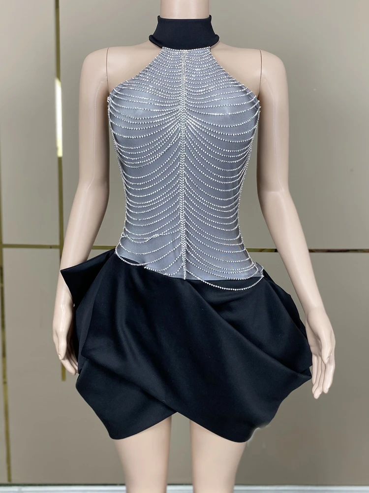 

Новинка, модное женское сексуальное серебристое платье с бахромой и цепочкой, платье на шнуровке без рукавов с высокой талией, короткая юбка-бутон