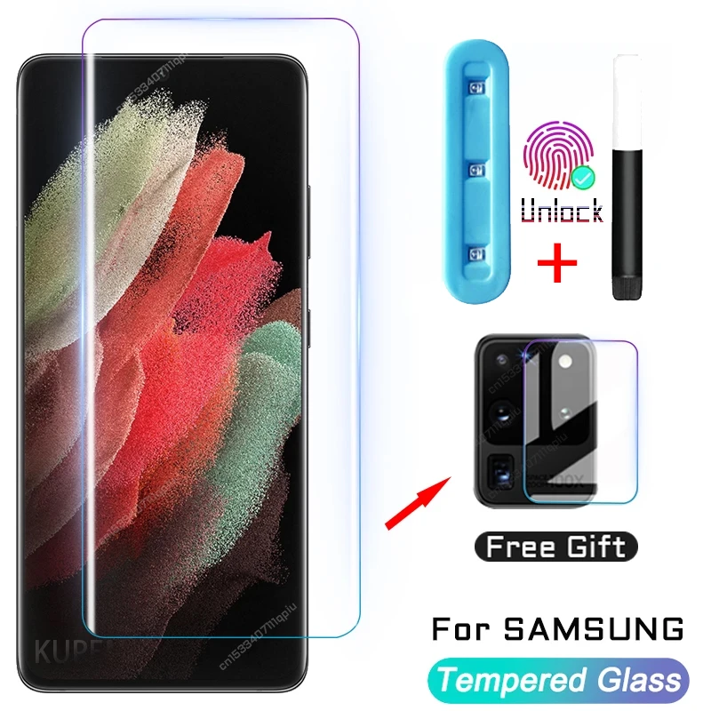 phone screen protectors UV Tempered Glass For Samsung Galaxy S21 S20 Ultra S10 S9 S8 Screen Protector S 21 Note 20 10 9 8 S10E E Plus Note20 Note10 S22 mobile screen protector