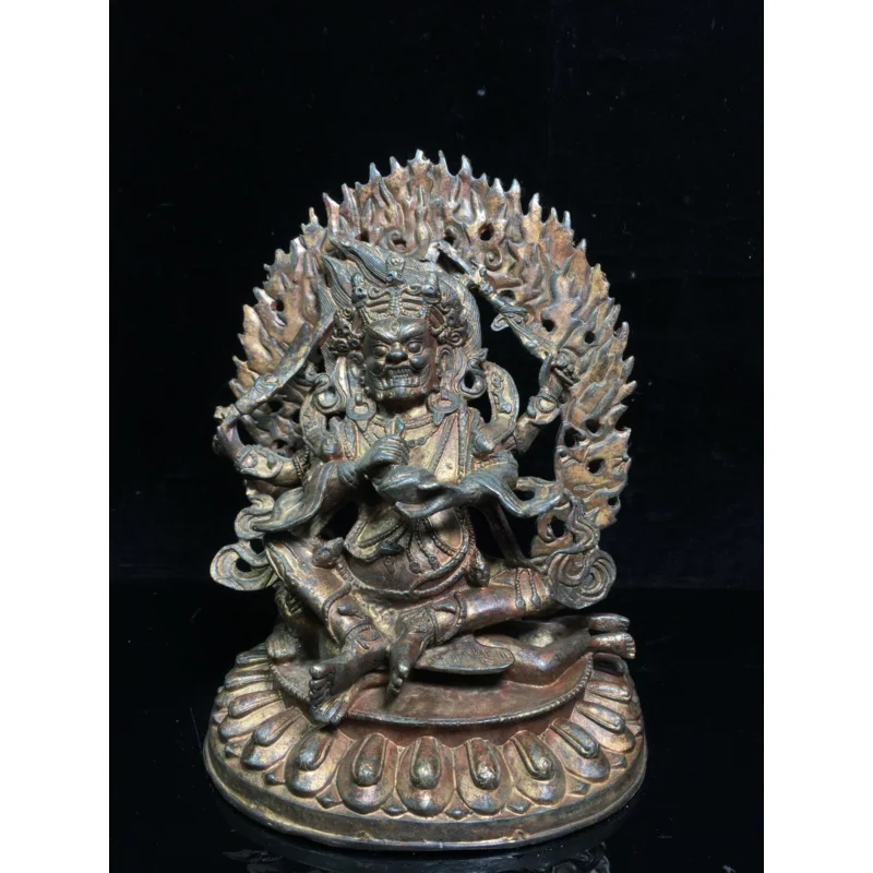 

8.4" Tibet Tibetan Buddhism Pure copper Back light Big Black Sky Buddha Statue