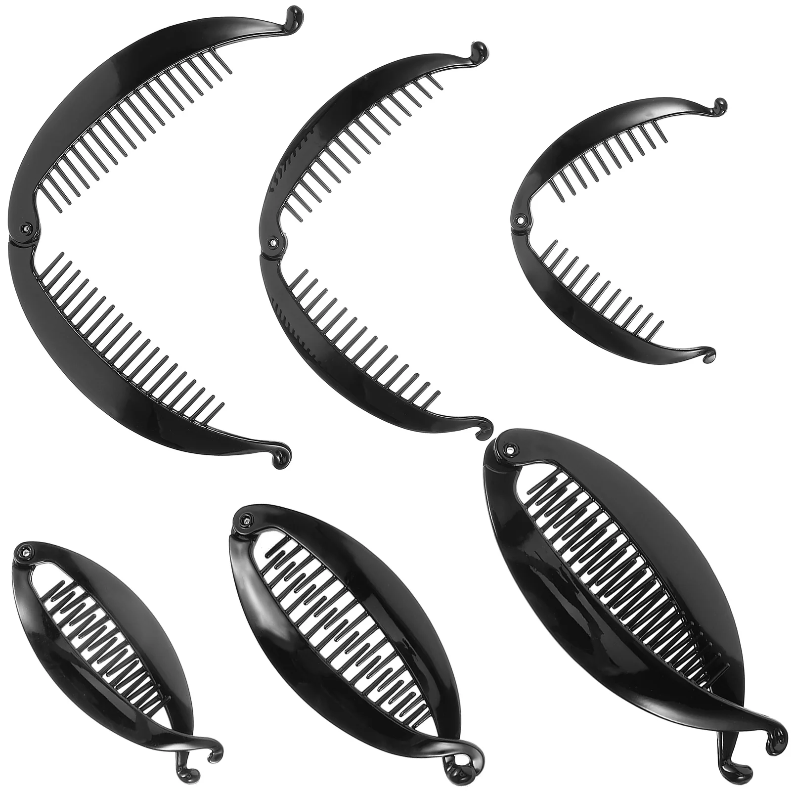 

6 Pcs Banana Hair Clips Black Resin Hairpins Ponytail Holder Comb Decorate Party Accessories for Women Fashionable