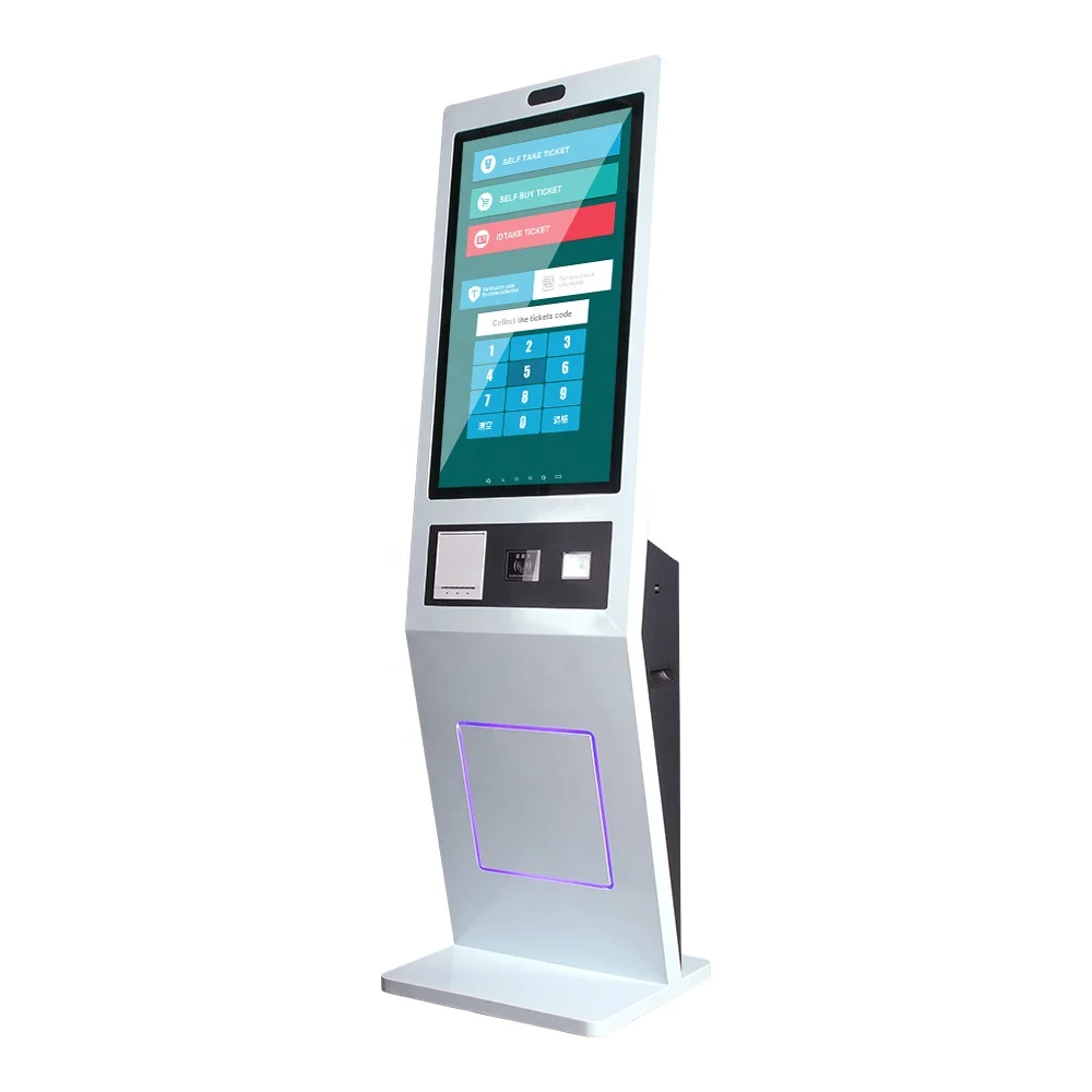 

VISIGN freestanding self service payment terminal kiosk 27 32 43 55 inch LCD capacitive touch screen with QR scanner printer NFC