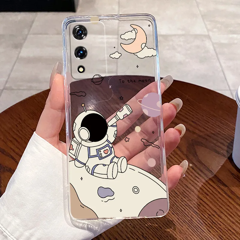 Aesthetic Cute Cat Astronaut Transparent Soft TPU Silicone Phone Case Cover