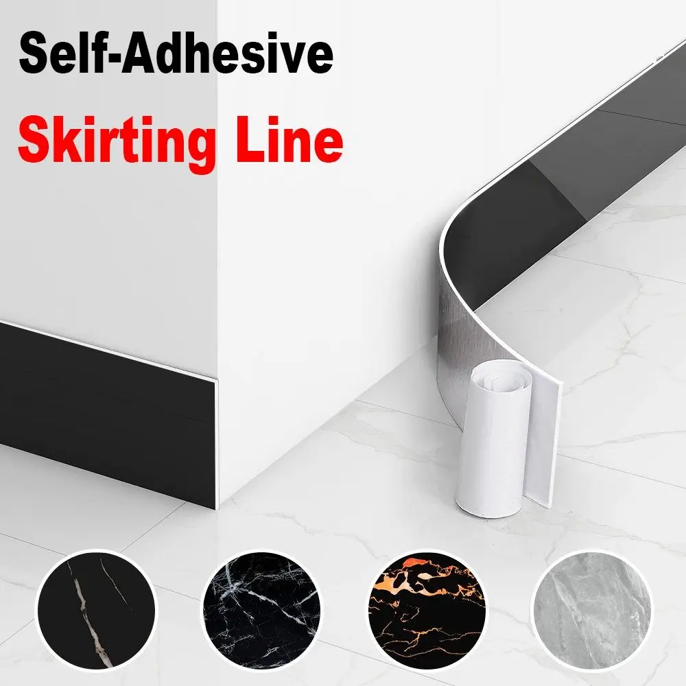 

Self Adhesive Skirting Line Home Decor Windowsill Marble Grain Corner Wallpaper Living Room PVC Floor Tile Sticker