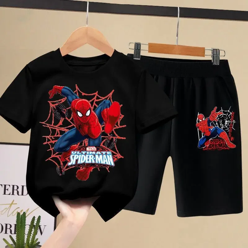 thumbnail image 1 of Conjunto de camisetas de verano de Disney para niños, Marvel Aoger Spiderman, conjunto de tendencia para bebés, pantalones cortos de manga corta, conjunto de dos piezas, ropa para niños, 1 of 5