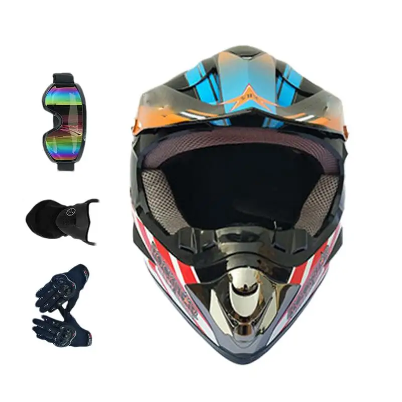 

Dirt Bike Helmets With Goggles Gloves Motocross Comfortable Full-face Off-road Motorcycle Youth Helmets For Men And Women Kids