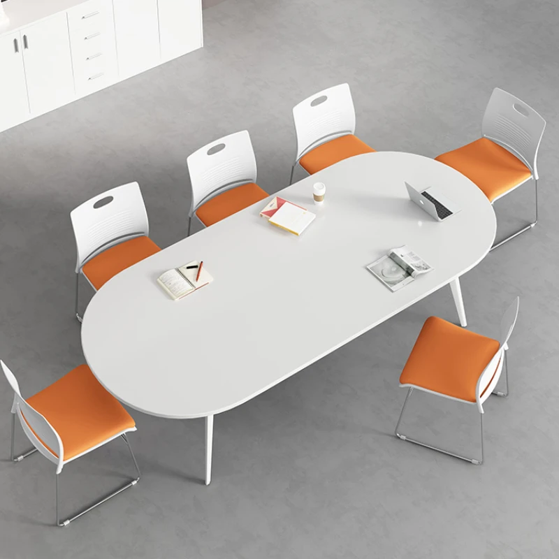 White Simple Conference Table Modern Meeting Executive Coffee Office Desk Standing Laptop Tavolo Runioni Office Furniture CM50HY