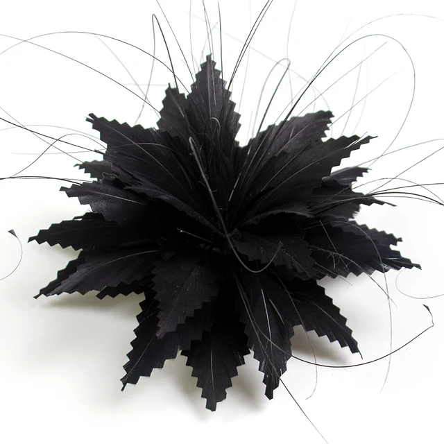 Black Goose Feathers Trim Flowers Headdress for Wedding Party Clothes Dress Hat Accessories  Brooch pin Decoration Craft Plumes 2