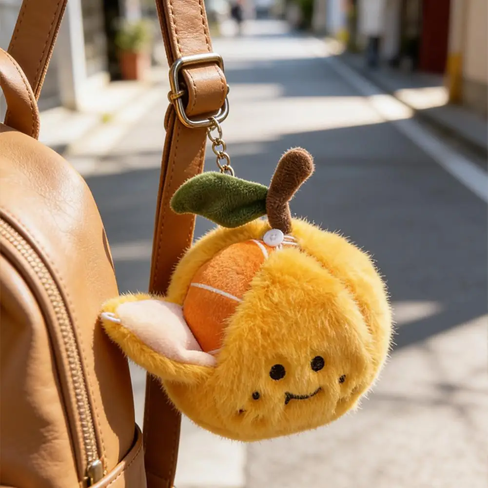 귀여운 껍질 벗길 수 있는 오렌지 플러시 키체인 시뮬레이션 과일 인형 부드러운 음식 펜던트 어린이 선물 오렌지 껍질 인형 키체인
