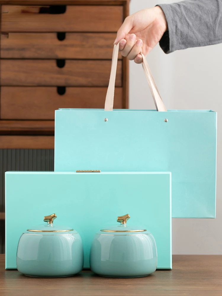 

Высококачественный чайный горшок, краска, керамическая упаковка, Подарочная коробка для хранения, зеленый, красный, рок, новинка, двойные банки, 2 шт.