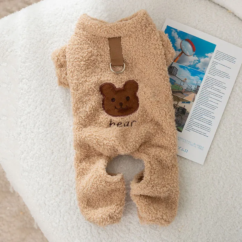 

Autumn and Winter Dog Four Legged Fleece Cartoon Puppy Clothes Teddy Bears Winter Warm One Piece Pet Supplies