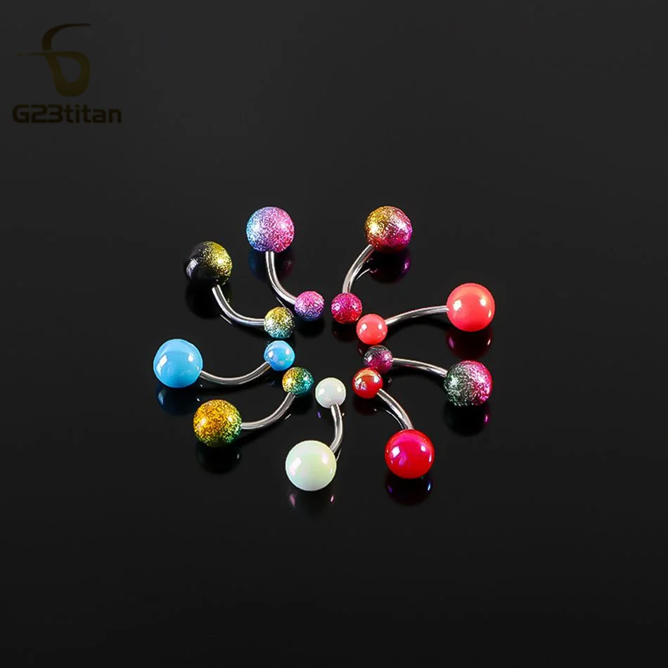 Fashion Titanium Steel Barbell Belly Button Rings 6-16mm Colorful Acrylic Ball Piercing Body Hypoallergenic Navel Women Jewelry