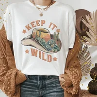 Western Denim Shirts T-shirts Women's T-shirts Cartoon Printed Clothes Short Sleeves Casual Fashion Ladies Graphic Tops T-shirts