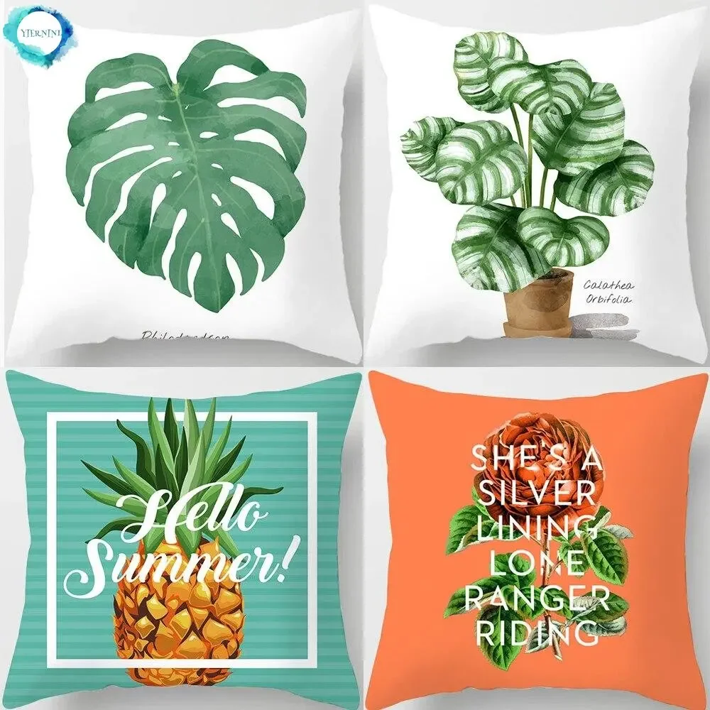 

Tropical Leaf Pineapple Monstera Polyester Pillow Sofa Home Decor Colorful Pillowcase Cushion Cover